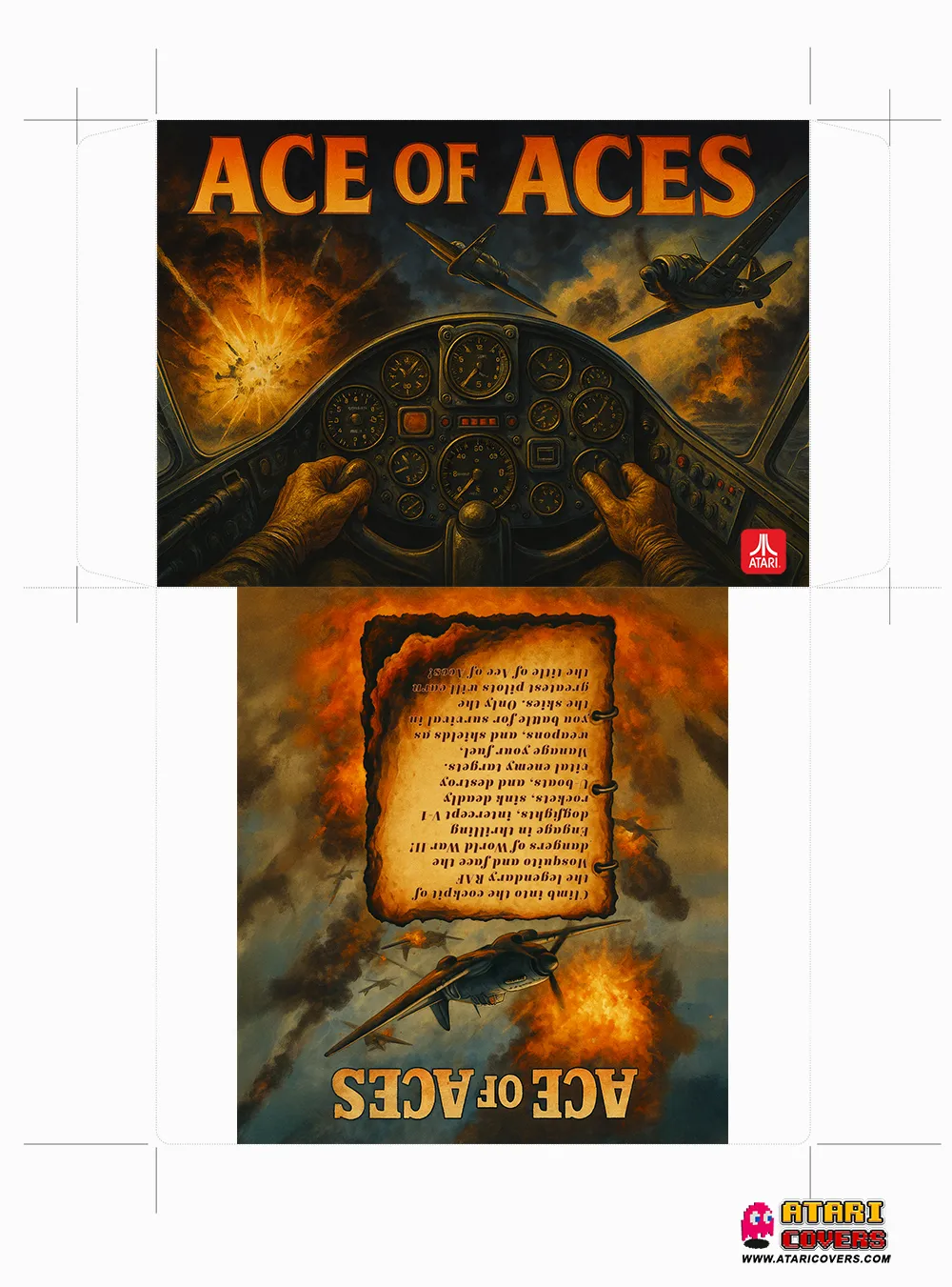 Ace of Aces game cover showcasing the Mosquito fighter-bomber flying over a war-torn battlefield.