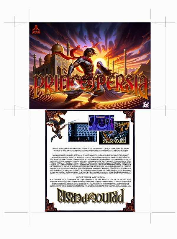 Screenshot showcasing the Prince of Persia game for Atari, highlighting the 2021 release details and contributors.
