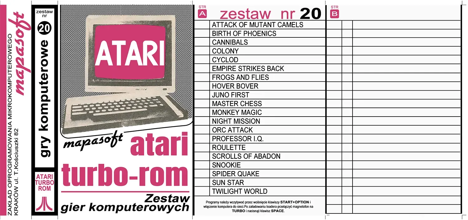 Okładka kasety - MapaSoft Turbo ROM zestaw 20
