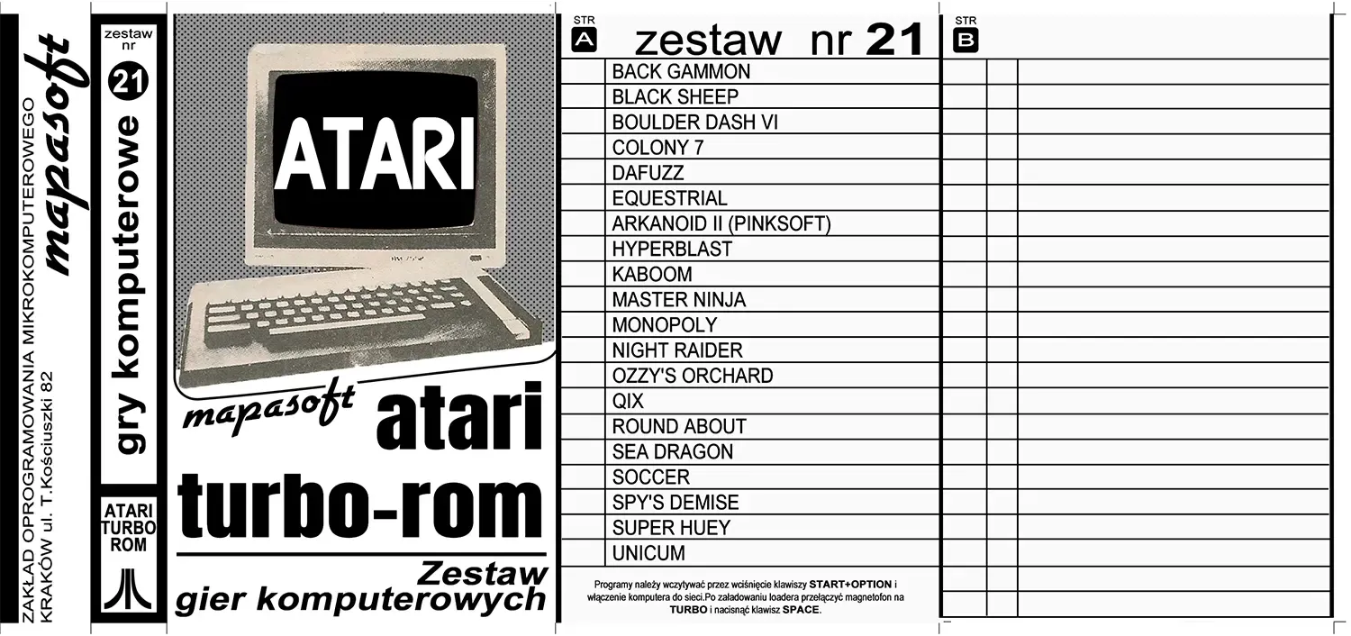 Okładka kasety - MapaSoft Turbo ROM zestaw 21