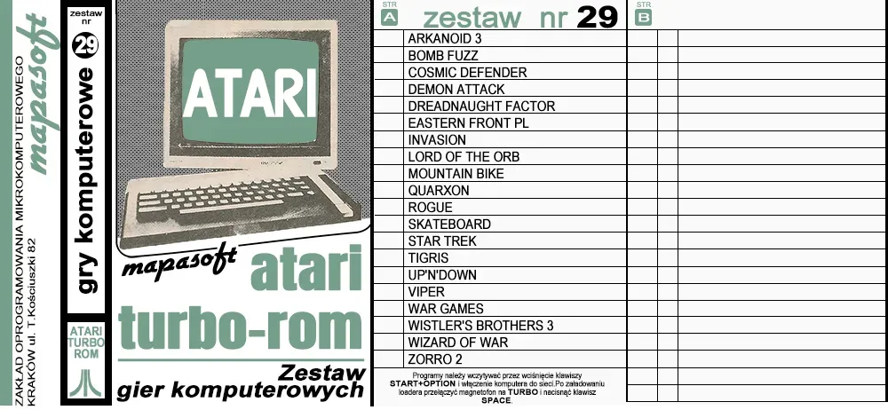 Okładka kasety - MapaSoft Turbo ROM zestaw 29
