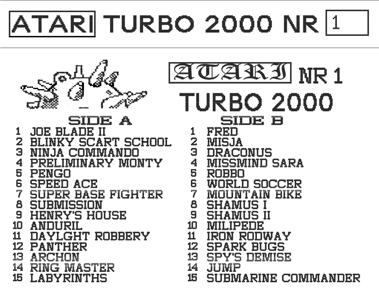 Okładka kasety - Turbo 2000 Mina zestaw 1