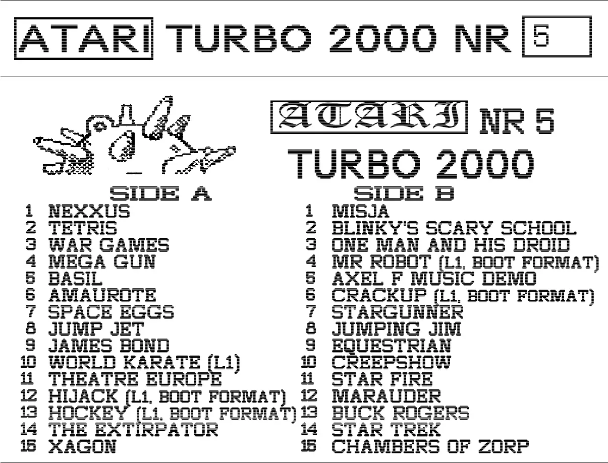 Okładka kasety - Turbo 2000 Mina zestaw 5