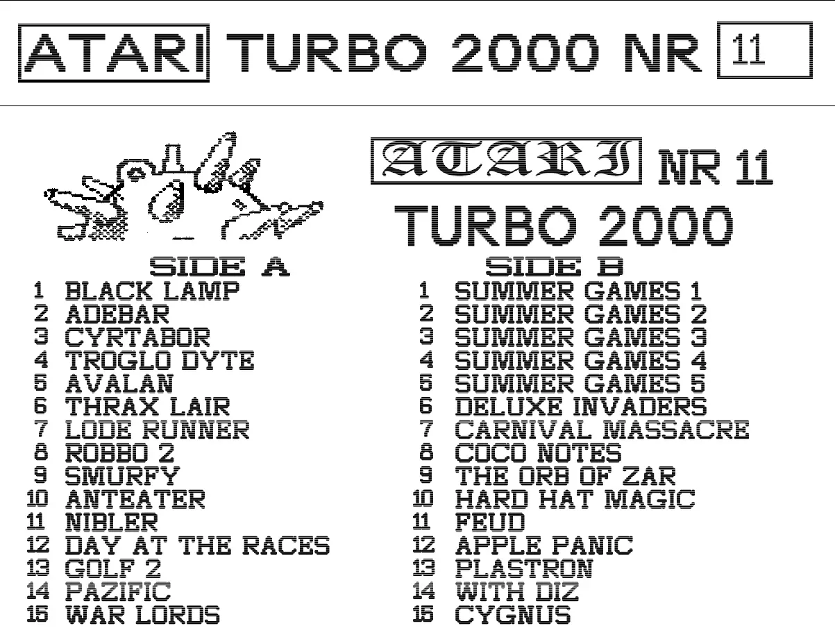 Okładka kasety - Turbo 2000 Mina zestaw 11