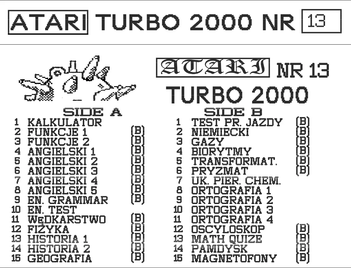 Okładka kasety - Turbo 2000 Mina zestaw 13