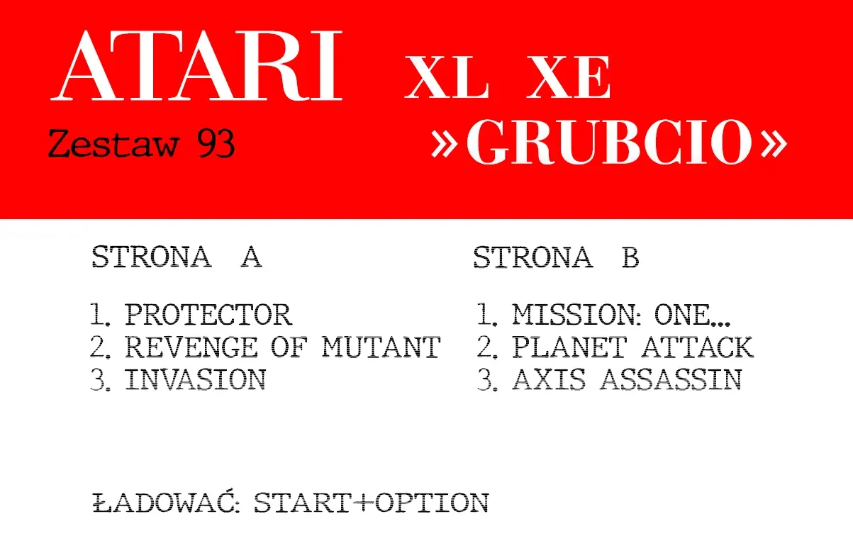 Okładka kasety - Grubcio zestaw 93